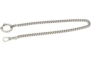 PUREGREY Silberkanne - Cadena para Reloj de Bolsillo (Plata 925/000, para Relojes de Bolsillo Antiguos, 30 cm de Largo, 5 mm, con Anillo de Muelle y mosquetón Giratorio)