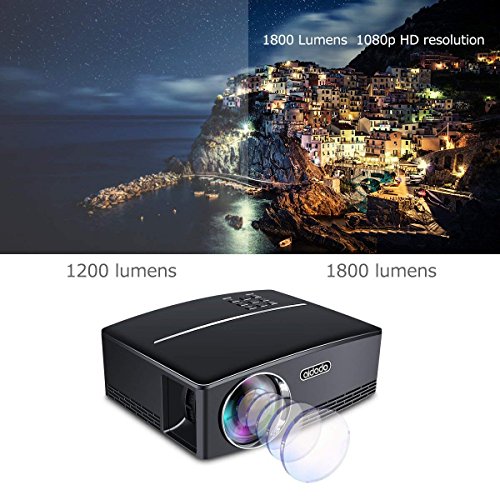 Proyectores  TOQIBO Proyector Port  til 1800 l  menes LED Mini Proyector Home Cinema Port  til Multimedia Cine en Casa con USB SD HDMI VGA para Video Game Movie de Cine