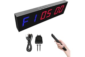 PULIVIA Mejora1.8 del Temporizador de Gimnasio, Temporizador Intervalo de Fitness con 2 Vías Control (Remoto y Botón), Cronómetro, Contar Arriba/Abajo, Tabata para Fitness en el Hogar y al Aire Libre