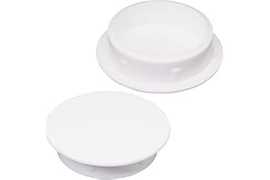 SKIR'CO (40 unidades) Tapones de plástico blanco de 25 mm, tapas de agujeros de taladro, tapones para agujeros de muebles, tapones de agujero de tornillo