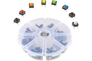 Larcele 160 Pieces 8 Types 6x6x5mm 4 pin Momentary Tactile Push Button Switch Micro Tact Switches Assortment Kit ANKG-04