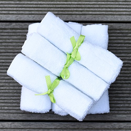 Baby Waschlappen aus Bambus 25 x 25 cm – 6er Pack – Weiß – Mulltücher extra weich - 8