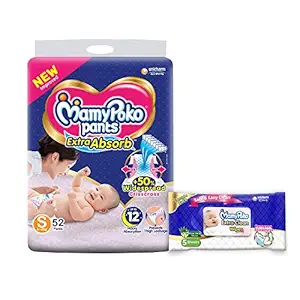 MamyPoko Pants Extra Absorb Diaper - Small Size, Pack of? 52 Diapers (S-52)