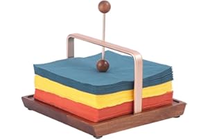 Niciksty Portatovaglioli Rustici in Legno, con Barra Centrale in Acciaio Inox, per Tavoli da Cucina, Picnic, Ristoranti, Bar, Home Decor