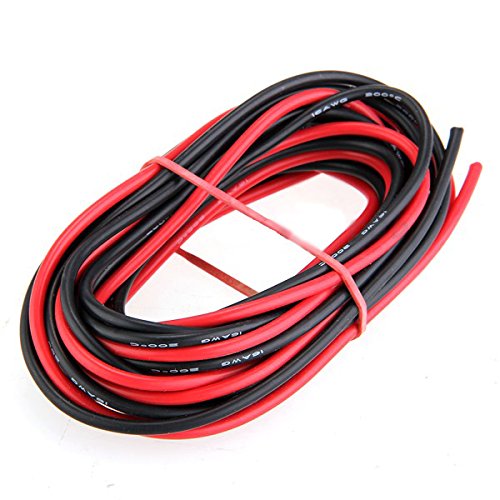 2 x 3 M 16 Gauge AWG Silikon Gummi Drahtseil Draht Kabel flexibel rot schwarz - 3