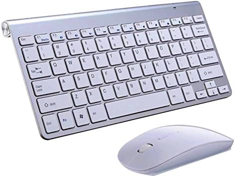 Wireless Keyboard &amp; Wireless Mouse 2.4G Wireless Keyboard Fit Windows 10/8/7 / Vista / XP and Android Smart TV Use (Silver)
