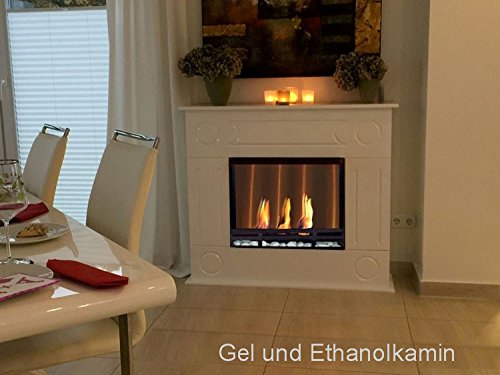 Ethanol und Gelkamin Kamin Modell Dion XXL Weiss Hochglanz - inkl. 27 teil. Set