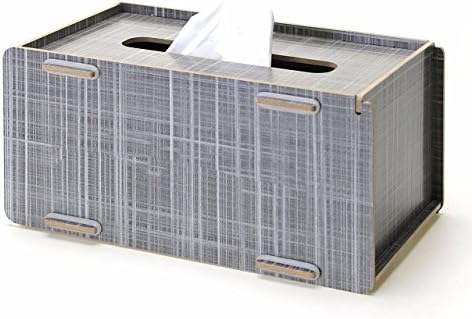 PEIWENIN-Creative Tissue Box Wooden Simple Napkin Holders Living Room Drawer,silver gray
