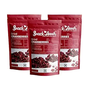 SnackAmor Ready to Eat Dried Cranberry Healthy Snack for Kids and Adults, Immunity Booster, , Non-GMO, 100% Vegetarian Product (100 G Each, Pack of 3)