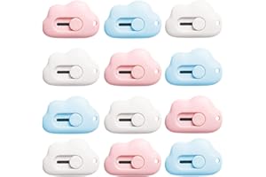 XM-ZHHY Pack of 12 Folding Cutter Knives, Letter Opener, Foil Cutter, Retractable Utility Knife, Stationery Knife, Mini Carpet Knife with Key Chain Hole (Clouds)