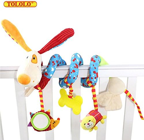 TOLOLO Baby Spiral Cot Activity Hanging Sound Rattles Toy for Cot, Car Seat, Pushchair - Dog