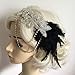 MagiDeal Retro Black Feather Headpiece Flapper Chain Flower Hairband Great Gatsby Headband 1920s for Fancy Dress Party