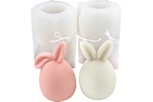 WOKICOR Ostern Kaninchen Silikonform, 2 Stücke 3D Osterhase Kerzenformen Seifenform Silikon Backform Ohren Hase Mousse Kuchenform, Silikonform Ostern für Tortendeko, Schokolade, Seife, Ostergeschenke