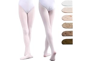 DANCEYOU 2 Paires Collant Danse Classique Femme Opaque avec Pieds/Convertible pour Fille Enfants et Adultes