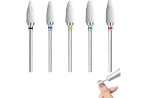 eModwey Set di Punte per Unghie in Ceramica Professionale, 3/32'' Forma di Mais, per Lucidatura Acrilico e Gel, Ideale per Manicure e Pedicure, Kit di 5 Pezzi per Tecnici e Appassionati di Nail Art
