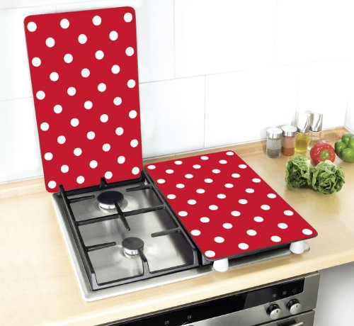 WENKO 2521344100 Herdabdeckplatte Universal Punkte – 2er Set, für alle Herdarten, Gehärtetes Glas, 30 x 1.8-4.5 x 52 cm, Mehrfarbig - 3