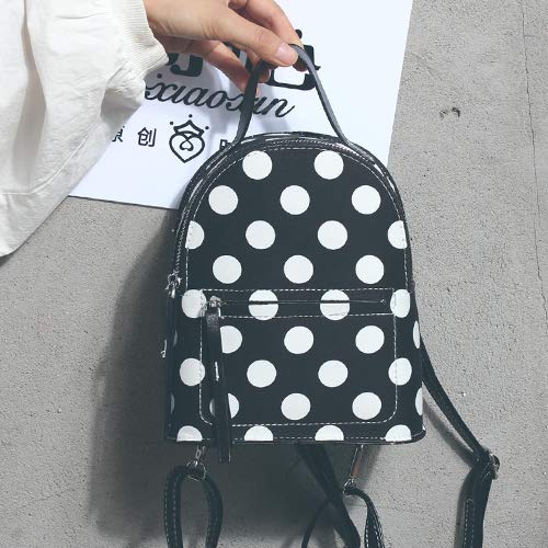 Preisvergleich Produktbild Paket Kleines Doppelzimmer Schultertasche weiblichen Sommer Stempel dot geklopft, Stilvolle und vielseitige Multifunktionsdrucker Mini Rucksack 30 * 20 * 8 cm, schwarz
