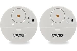WER DOBERMAN Allarme per finestra ultrasottile di sicurezza, allarme forte da 100dB e sensori di vibrazione, allarme antifurto dal design moderno e ultrasottile con supporto adesivo (confezioni da 2)
