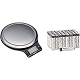 AmazonBasics Bilancia digitale da cucina con display LCD, in acciaio inox, priva di bisfenolo A (pile incluse) & Batterie AAA