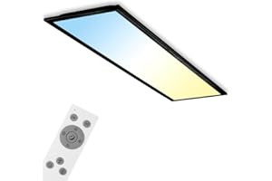 BRILONER - Panel de Techo LED, Panel LED Techo Regulable, Control de Temperatura de Color, Control Remoto, 24 W, 2200 Lúm, 100x25x6cm, Plafon LED Techo, Lampara Cocina Techo, Paneles LED, Negro