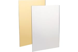 BENECREAT Confezione da 2 pellicole acriliche spesse da 3 mm/1/8 con laminazione, pannelli acrilici dorati e argentati, per progetti fai da te, segni, 20 x 30 cm