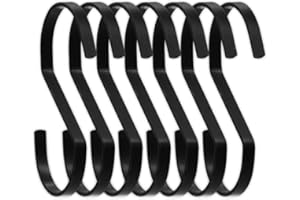 SumDirect 10Pcs 11cm Flat S Shape Heavy-Duty Chrome Finish Hanging Hooks for Scarf, Apparel, Kitchenware, Utensils, Plants, Towels, Gardening Tools, Clothes(Black)