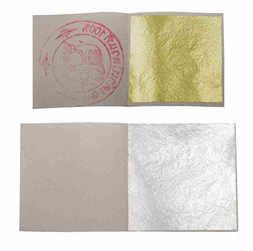 20 hojas plata alimentos 40 mm x 40 mm +  Lote de 20 hojas de oro comestible de tamaño 35 mm por 35 mm