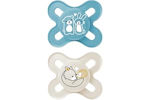 MAM Original Start - Lot de 2 tétines en latex - Pour nouveau-né de 0 à 2 mois - 94% d'acceptation - Conviennent à l'allaitement - Recommandé par les sages-femmes - Extra résistantes aux morsures