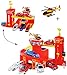 Produktbild Spielset: Feuerwehrstation mit Hebebühne / Lift - Rampe + Werkstatt + 5 Garagen + Flugzeug - 1/64 - passend auch für 3-D Spielmatte Straße - Feuerwehr Fahrzeuge für Kinder zum Spielen + Bauen aus Plastik / Kunststoff - Deko - Spielwelt - Spielteppich Kinderteppich - Spielzeug / Garage - Autogarage - Parkhaus / Rettunsstation
