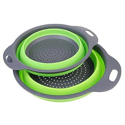 Yihome 2 pcs de cuisine Passoire/passoire rétractable en silicone, Yihome 2 tailles 9,7 et 29,2 cm - Green