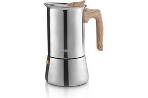 ‎SIVAPHE Sivaphe Espressokocher Induktion, Herd Espressomaschine, Edelstahl Espressokanne Mokkakanne Espresso Maker, Aluminiumfrei 450ML/ 9 Tassen