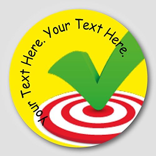 48 30mm Personalised 'Yellow Target' Children's School Reward Stickers