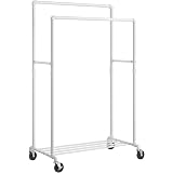 Portant à Vêtements SONGMICS 195 Cm - 3 Niveaux De Rangement - Charge Max 100 Kg - Acier Noir - Pour Chambre, Entrée