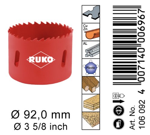 RUKO 106092 Bi – Metall Lochsäge 92 mm - 3