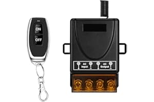 Cerhot Kit de interruptor y receptor de luz inalámbrico de alta potencia de 230V CA, 100m, 30A, interruptor de control remoto inalámbrico, interruptor inalámbrico para bomba de agua
