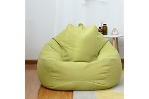 Highdi Fodera per Poltrona a Sacco per Poltrona e Divano,Senza Imbottitura per Adulti e Bambini per Decorazione della Soggiorno Camera Giardino Salotto (100x120cm,Verde senape)