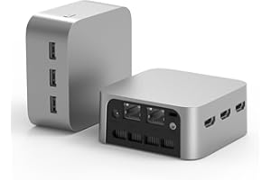 ASKHAND Mini PC Intel Alder Lake N100 (jusqu'à 3.4GHz) 8 Go LPDDR5 256Go M.2 SSD Mini Ordinateur de Bureau, PC 4K @60HZ 3*HDMI Triple Display,WiFi5, 2*RJ45 Gigabit Ethernet, BT4.2, Windows 11 Pro