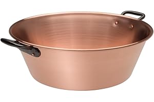 BAUMALU - Bassine à Sucreries Cuivre Massif - Bassine à Sucreries Conique à Bord Roulé - Tous Feux sauf Induction - Fabrication Française - Ø40cm, 12L - Cuivre