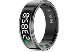 PRIXTON Anillo Inteligente Smart Ring Orbyt Touch para Hombre y Mujer, Pantalla Táctil, Base de Carga, Análisis del Sueño/Pulsómetro/Podómetro/Calorías, Android e iOS, Color Negro, Talla 11 (20.8 mm)