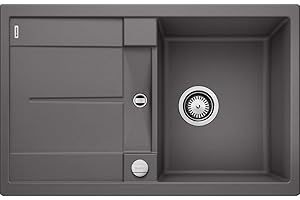 BLANCO METRA 45 S – Évier de Cuisine Rectangulaire en Granit pour Meubles Bas de 45 cm de Large – Avec Égouttoir Intégré – SILGRANIT – Gris – 518868