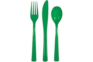 Unique Party - Juego de Cubiertos de Plástico para 6 Personas - Color Verde - 18 Piezas (39494)