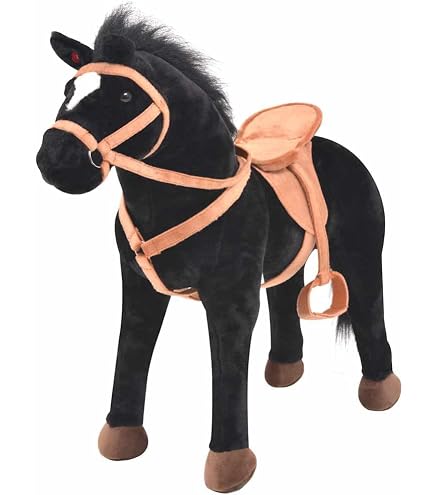 Sweety Toys Reittier Pferd BLACKY Groß – Auf Rollen, Für Kinder 4-9 Jahre, Bis 50 Kg, 104 Cm Hoch