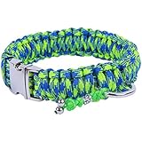 [Gesponsert]BelloBand Hundeleine Set aus Paracord / Führleine mit Hundehalsband für große Hunde / Farbe: Grün / 50cm ø