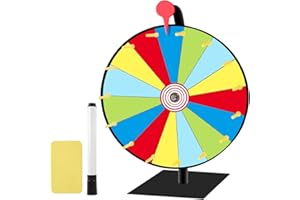 ZOYDP Glücksrad, Glücksrad zum Drehen, Glücksrad zum Selbstgestalten, mit Radiergummi und Markierstift, Gluecksrad Gluecksrad für Lotteriespiele, Wortspiele, Karneval Party, 15 Slots