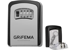 GRIFEMA GA1003 Key Safe Wall Mounted, Large Capacity Key Lock Box Outdoor,Waterproof Key Safe Box with 4 Digit Combination, Key Lock Cabinet for Spare House Keys, With Slide Cover, Gray, Medium Size