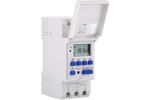 DIYEENI Timer settimanale digitale con display LCD, montaggio su guida DIN, timer interruttore elettronico con programmi totali giornalieri e settimanali, 16 programmi di commutazione(24V)