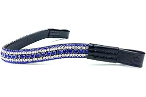 COUNTRYPRIDE Sparky Bling BROWBAND 5 Row Diamante for BRIDLES Ideal for Showing and Dressage Royal Blue/Clear (Brown, Cob (15"))