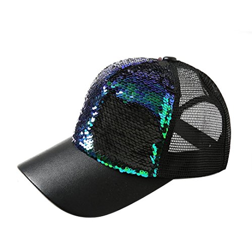 Summer Baseball Cap, Unisex Men Women Packable Double Color Sequins Baseball Cap Adjustable Strapback Hats Hip-Hop Adjustable