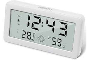 Pitasha Wielofunkcyjny termometr z higrometrem, cyfrowy budzik z monitorem temperatury i wilgotności oraz wskaźnikiem komfortu