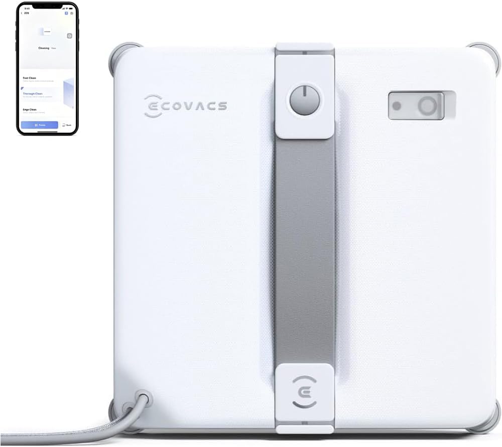 ECOVACS WINBOT Mini 2 Robot Cam Temizleyici, Köşe Fırçaları ve Ultrasonik Püskürtme, Dar Pencereler için Ultra İnce, Akıllı Navigasyon, 6 Mod Uygulaması, 10 Seviye Koruması